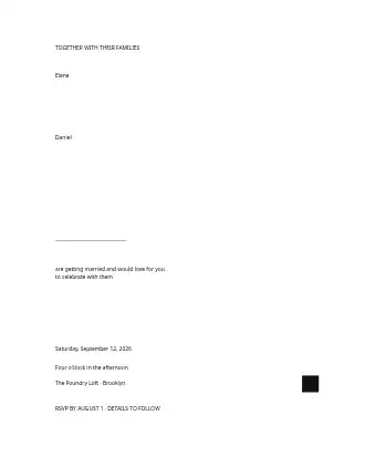 Modern Mono Wedding — Parties & Celebrations invite-events template