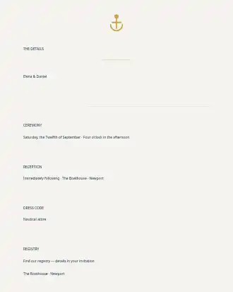 Nautical Navy Wedding — Details Card — Parties & Celebrations invite-events template