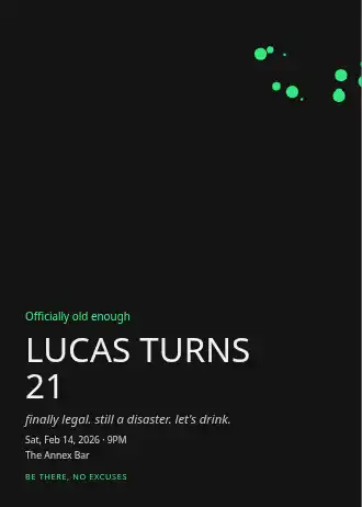 LUCAS TURNS 21 — Birthday invitation template