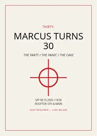 MARCUS TURNS 30 — Birthday invitation template
