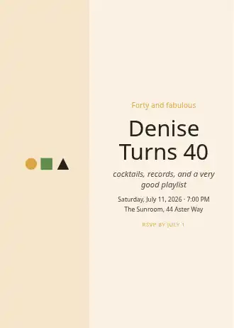 Denise Turns 40 — Birthday invitation template