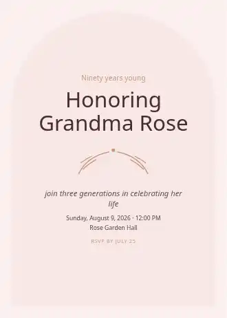 Honoring Grandma Rose — Birthday invitation template