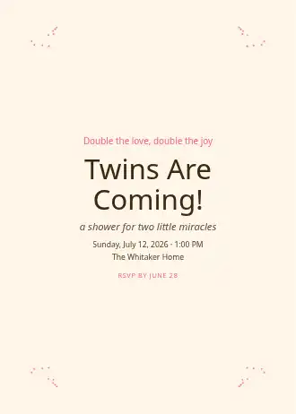 Twins Are Coming! — Baby & Family invitation template