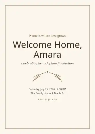 Welcome Home, Amara — Baby & Family template