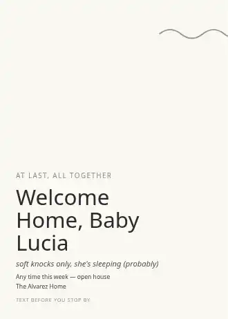 Welcome Home, Baby Lucia — Baby & Family invitation template