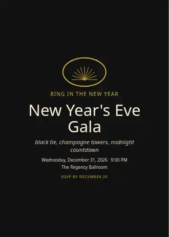 New Year's Eve Gala — Holiday invitation template