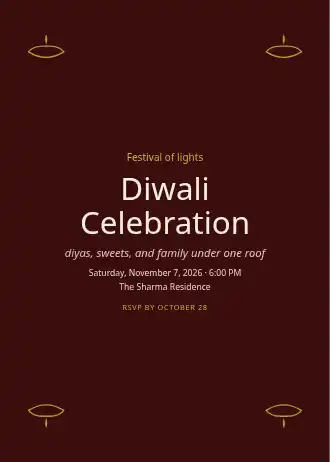 Diwali Celebration — Holiday invitation template