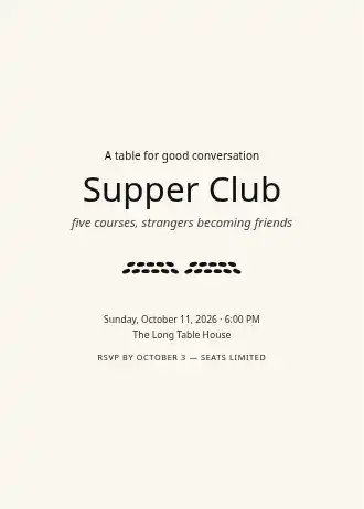 Supper Club — Social invitation template