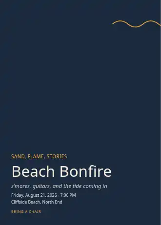 Beach Bonfire — Social invitation template