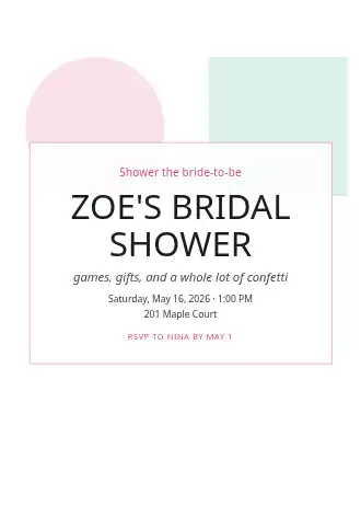 ZOE'S BRIDAL SHOWER — Wedding invitation template