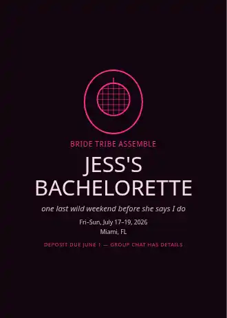 JESS'S BACHELORETTE — Wedding invitation template