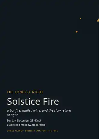 Solstice Fire — Holiday template
