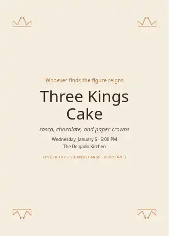 Three Kings Cake — Holiday invitation template