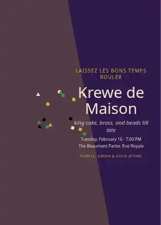 Krewe de Maison — Holiday invitation template
