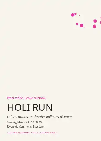 HOLI RUN — Holiday invitation template