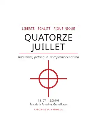 QUATORZE JUILLET — Holiday invitation template