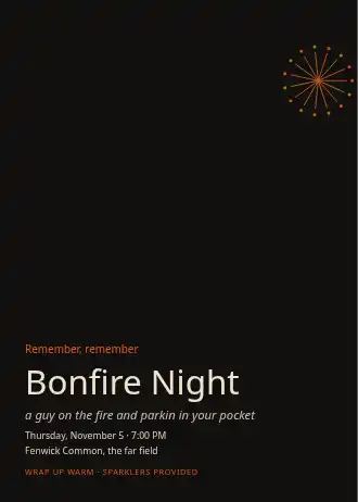 Bonfire Night — Holiday invitation template