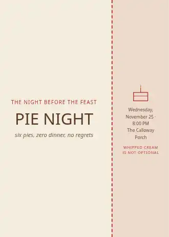 PIE NIGHT — Holiday invitation template