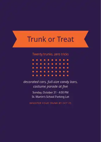 Trunk or Treat — Holiday invitation template
