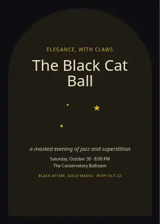 The Black Cat Ball — Holiday invitation template