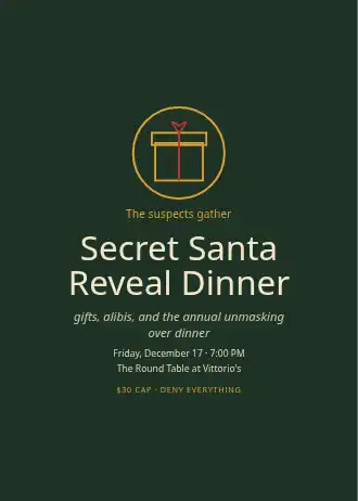 Secret Santa Reveal Dinner — Holiday invitation template