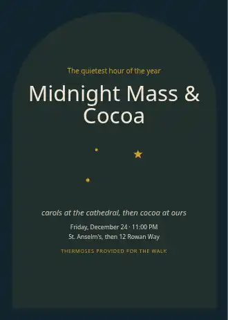 Midnight Mass & Cocoa — Holiday invitation template