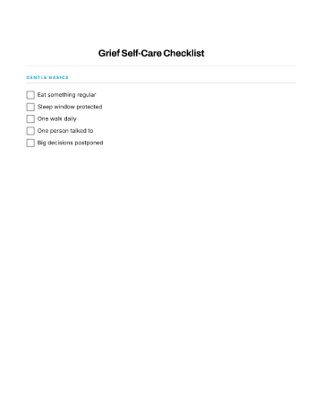 Grief Self-Care Checklist — Loss & Bereavement template