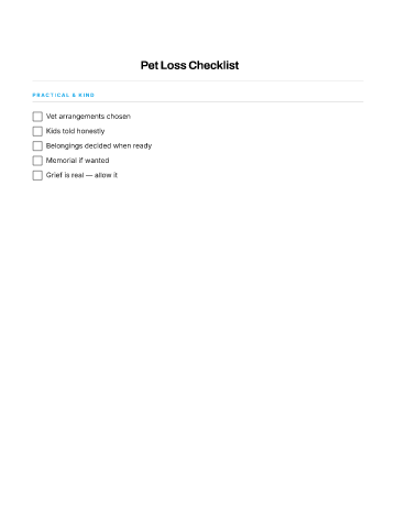 Pet Loss Checklist — Loss & Bereavement template