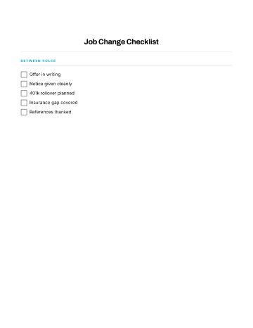 Job Change Checklist — Career Moves template