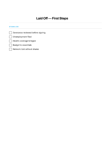 Laid Off — First Steps — Career Moves template