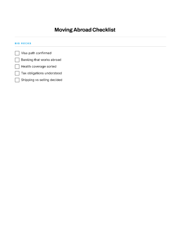 Moving Abroad Checklist — Relocation checklist template