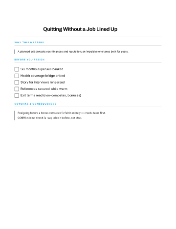 Quitting Without a Job Lined Up — Career Moves template