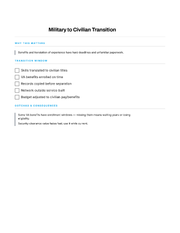 Military to Civilian Transition — Career Moves template
