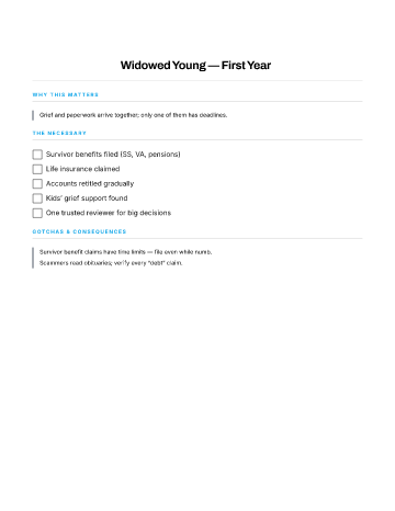 Widowed Young — First Year — Loss & Bereavement template