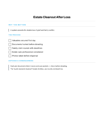 Estate Cleanout After Loss — Loss & Bereavement template