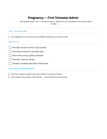 Pregnancy — First Trimester Admin — New Baby template