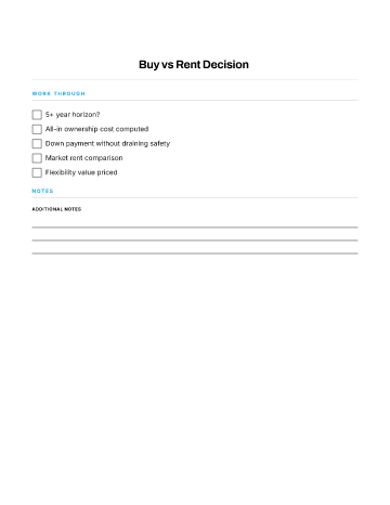 Buy vs Rent Decision — Big Purchases template