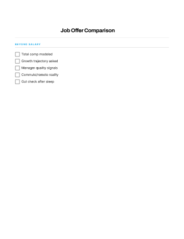 Job Offer Comparison — Career template