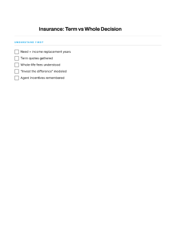 Insurance: Term vs Whole Decision — Money template