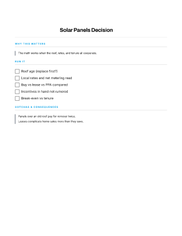 Solar Panels Decision — Big Purchases template