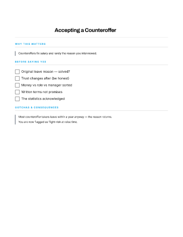 Accepting a Counteroffer — Career checklist template