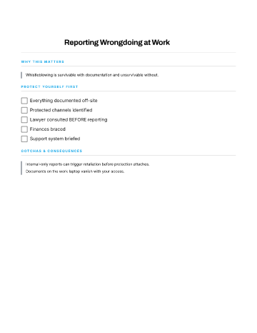 Reporting Wrongdoing at Work — Career template