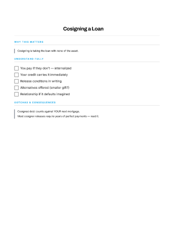 Cosigning a Loan — Money template