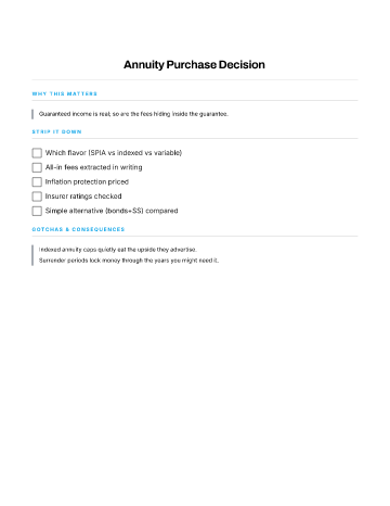 Annuity Purchase Decision — Money template