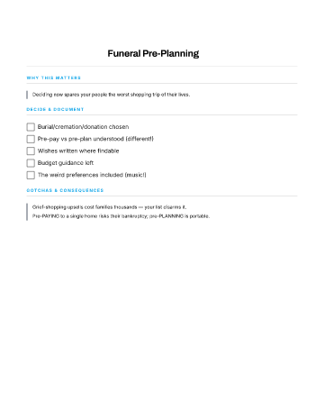 Funeral Pre-Planning — End-of-Life Planning template
