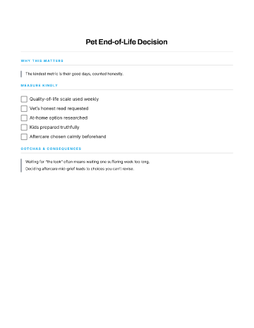 Pet End-of-Life Decision — End-of-Life Planning template