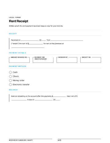 Rent Receipt — Landlord & Tenant Notices template