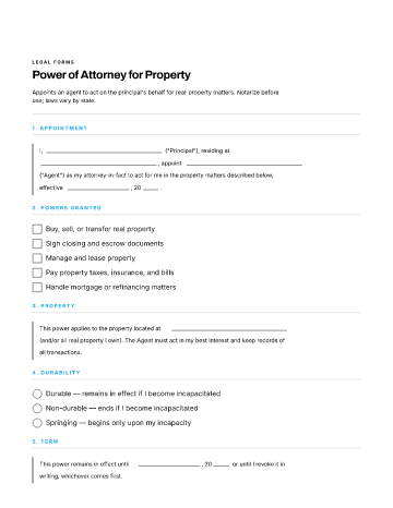 Power of Attorney for Property — Property & Homeownership template