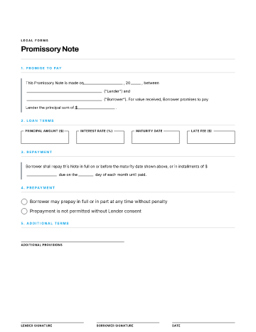 Promissory Note — Lending & Debt template