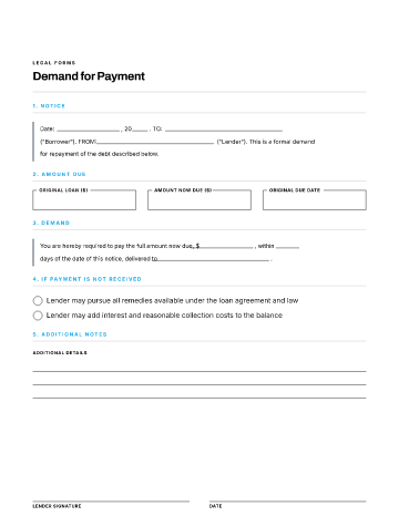 Demand for Payment — Lending & Debt template
